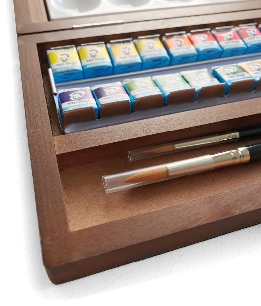 Van Gogh Luxe waterverf set 24 napjes houten kist Aquarelverf